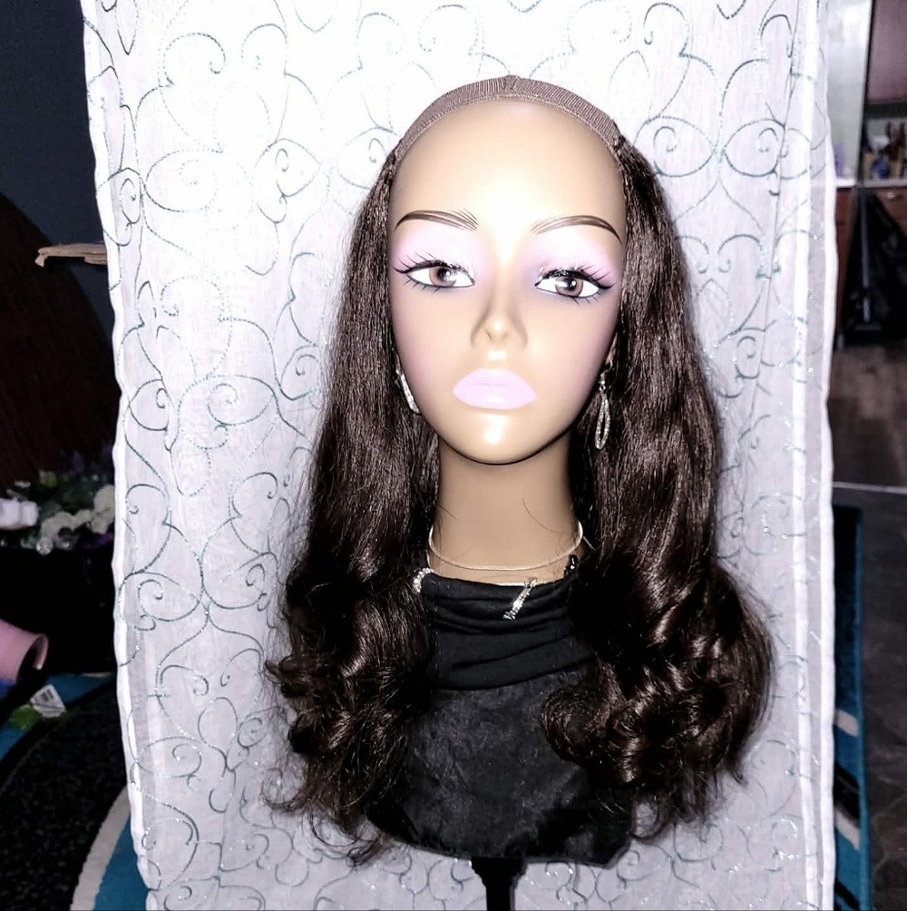 Tiffani Everyday Hat Wig By LU'S Wigs. Medium Brown Color. Human Hair Wig! - Picture 3 of 15